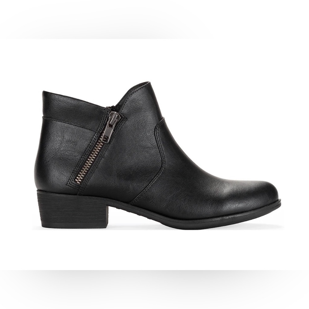 Style & Co Amelia Black Ankle Booties Women’s 7.5M Low Heel Zip New In Box